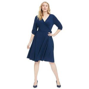 Modcloth Womens XL Wrap Dress 3/4 Sleeve Navy NWOT